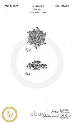 Vtg Unsigned TRIFARI Alfred Philippe Patent Gold-tone Rhinestone Fur Clip Brooch