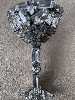 Vtg Unsigned Weiss Rhinestone Cocktail Glass & Shaker Brooch Pin Set Estate