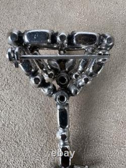 Vtg Unsigned Weiss Rhinestone Cocktail Glass & Shaker Brooch Pin Set Estate