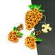 Vtg Vendome MOD 60's Orange Enamel & Rhinestone FLOWER Brooch Earring SET RR20s
