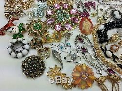 Vtg lot costume & Sterling Silver Jewelry Brooch, Earring, Necklace 69P. Trifari+