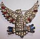 WWI US American Army Eagle Insignia Rhinestone Antique Vintage Pin Brooch b3