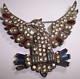 WWI US American Army Eagle Insignia Rhinestone Antique Vintage Pin Brooch b3