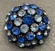 Warner Fabulous Two Tone Blue Rhinestone Dome Brooch Silver Tone