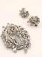 Weiss Brooch Vintage 1950s Demi Parure W Clip Earr Rhodium Plated Stunning 0229