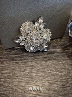 Weiss Clear Crystal Rhinestone Flower Vintage Pin Brooch Signed