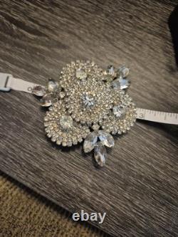 Weiss Clear Crystal Rhinestone Flower Vintage Pin Brooch Signed